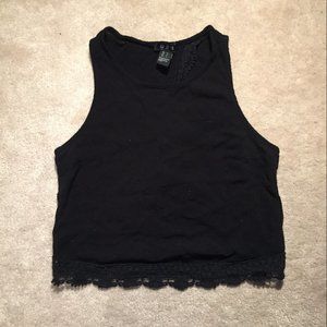 Lace detailing black tank top